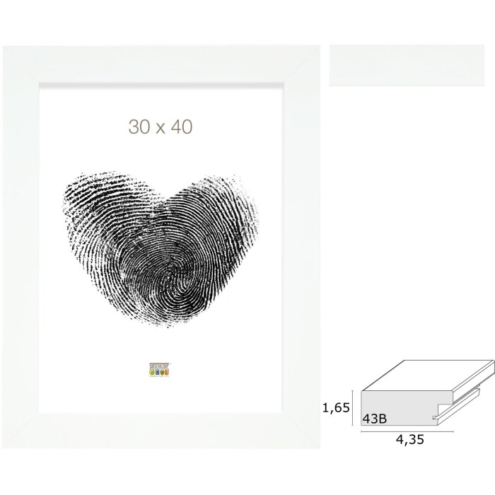 Râmă foto albă din lemn S43BK, 13x18 cm - 50x70 cm