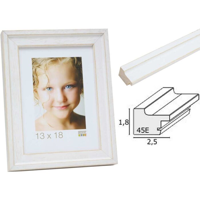 Deknudt Bilderrahmen S45ES1 weiß Holz 9x13 cm bis 40x60 cm