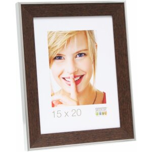 Ramă foto maro din plastic S45FE3, margine argintie, 10x15-40x60 cm
