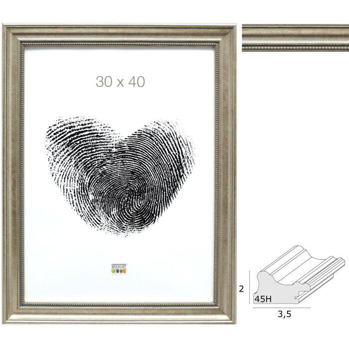 Ramă foto Deknudt S45HD1 argint, stil baroc, 10x15–40x60 cm