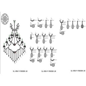 LumiLamp 5LL-CR56 Kronleuchter 60-flammig Eisen Glas...