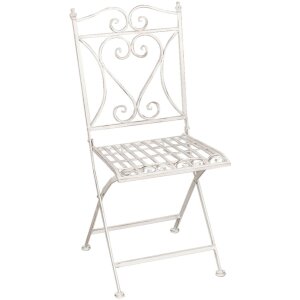 Clayre & Eef Tisch plus 2 Stühle Modell 5Y0127 Ø 70x75 cm weiß 40x47x94 cm