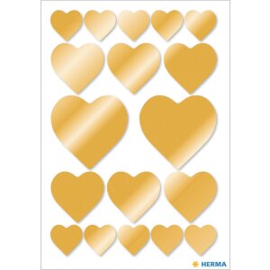 Herma DECOR Sticker Herzen Gold, 2 Blatt, 36 Stück,...