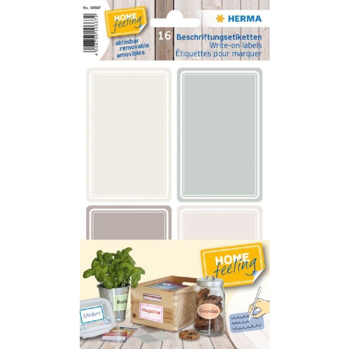 Herma HOME Beschriftungsetiketten 52x82 mm Grau-Braun ablösbar