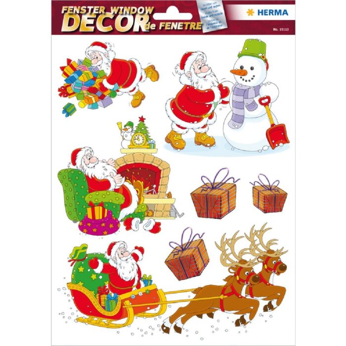Herma DECOR Fensterbild Fröhlicher Weihnachtsmann A4 210x297 mm
