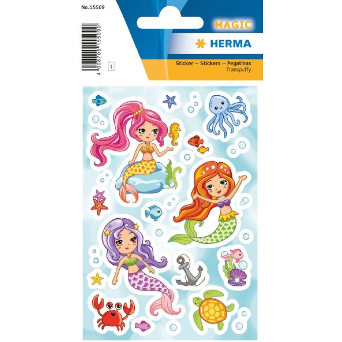 Herma MAGIC Sticker Little Mermaid Transpuffy, Blatt mit 27 Sticker