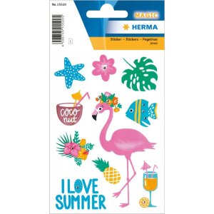 Herma MAGIC Sticker I love Summer mit Glitzersteinchen
