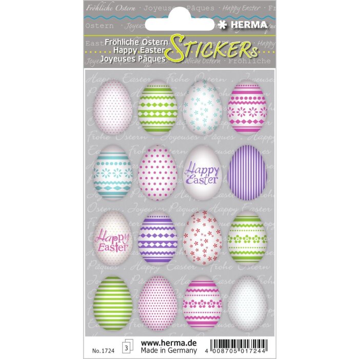 Herma DECOR Sticker Happy Easter Bunte Eier, bunt, 48 Stück