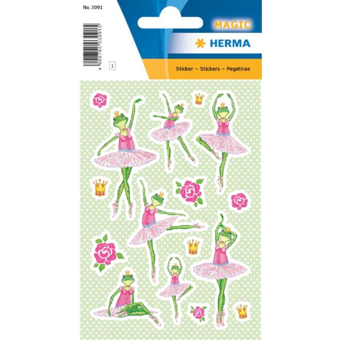 Herma MAGIC Sticker Frosch Ballerina Folie beglimmert