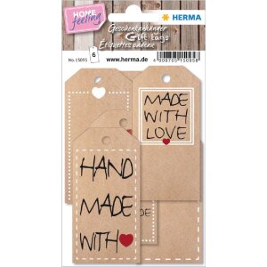 Herma HOME Geschenkanhänger HOME Natur mit Faden, 6...