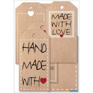 Herma HOME Geschenkanhänger HOME Natur mit Faden, 6...