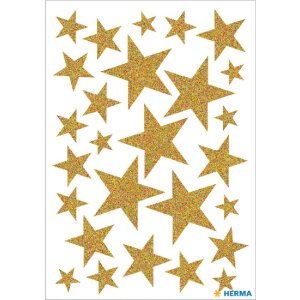 Herma MAGIC Sticker Sterne Gold Glittery 27 Stück