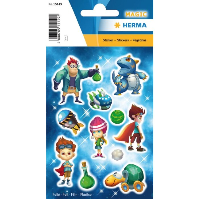 Herma MAGIC Sticker Superhelden Folie, 10 Stück, farbenfrohes Design