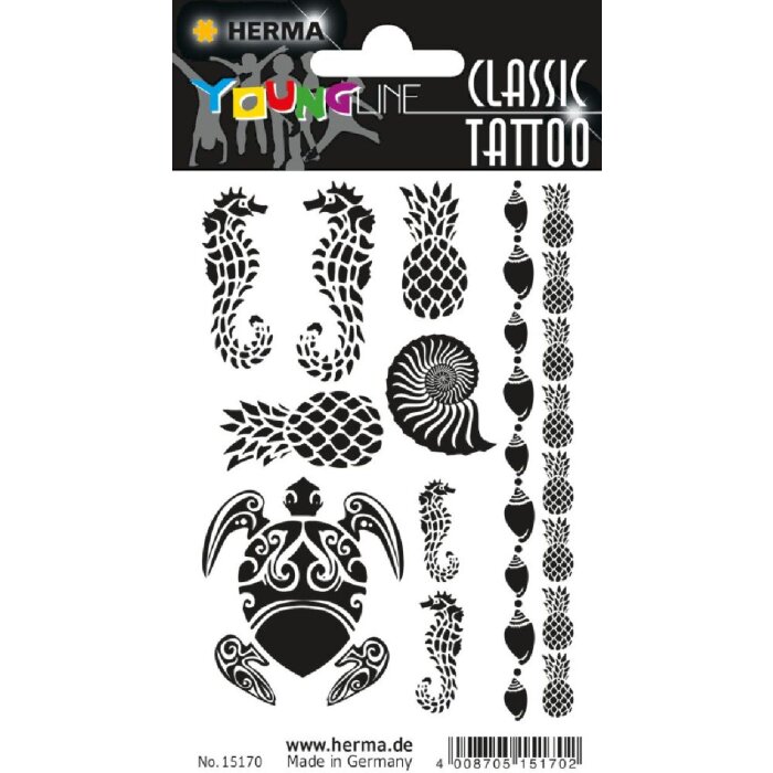 Herma FASHIONLine CLASSIC Tattoo Black Caribbean Schwarz Größe 10 Stück
