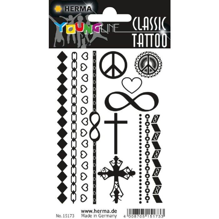 Herma FASHIONLine CLASSIC Tattoo Black Love schwarz, 1 Blatt mit 13 Tattoos