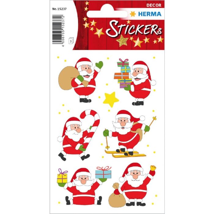 Herma DECOR Sticker Freund Nikolaus bunt Weihnachtsmotiv 3 Blatt 21 Stück