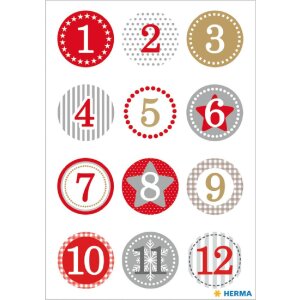 Herma DECOR Sticker Adventskalendersticker 1-24 Rot...