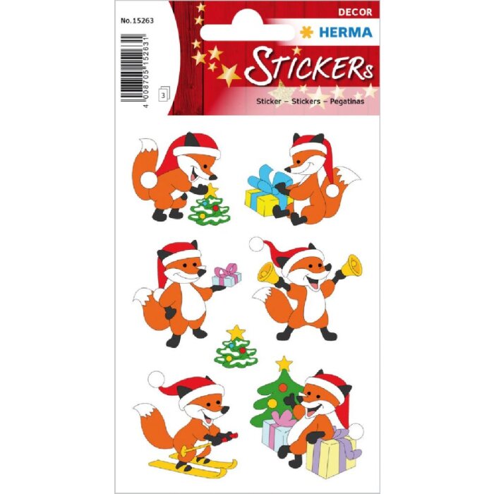Herma DECOR Sticker Weihnachtsfuchs, rot, 18 Stück