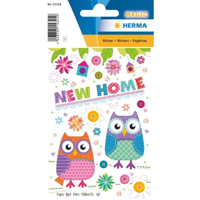 Herma MAGIC Sticker New Home Folie, weiß, 15 Stück