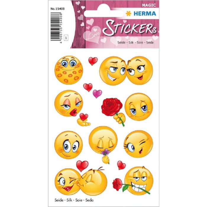 Herma MAGIC Sticker Love Faces Seide, romantische Herz-Motive, 9 Stück