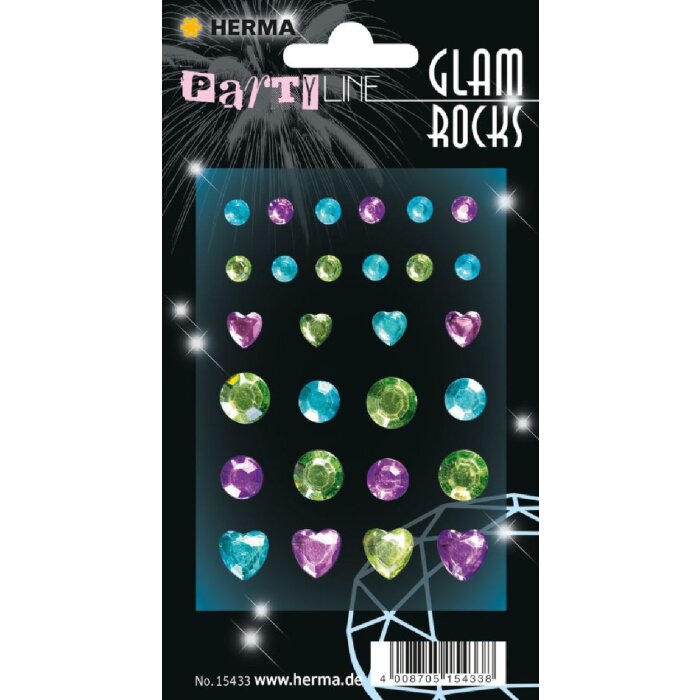 Herma FASHIONLine Glam Rocks Diamonds Mint & Light Blue, 1 Blatt mit 28 Sticker