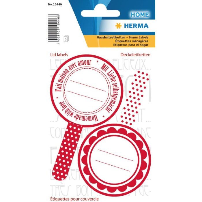 Herma HOME Deckeletiketten "New Look Rot" selbstklebend Ø 55 mm 6 Stück