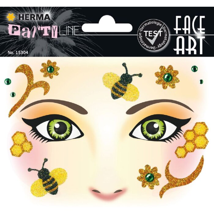 Herma FASHIONLine Face Art Sticker Honey bee, Farbe: Gelb, Größe: 1 Blatt