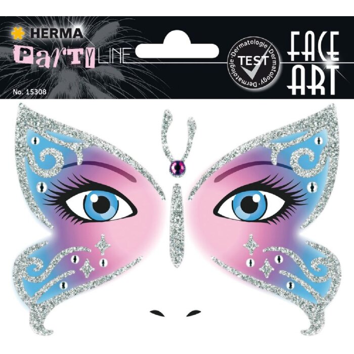 Herma FASHIONLine Face Art Sticker Butterfly, Farbe: Mehrfarbig, Größe: 1 Blatt