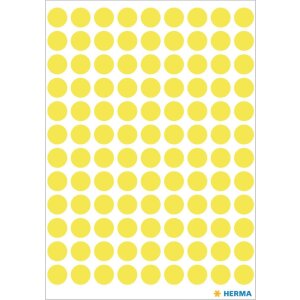 Vielzwecketiketten gelb Ø 8 mm rund Papier matt...