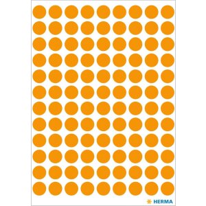 Vielzwecketiketten orange Ø 8 mm rund Papier matt...