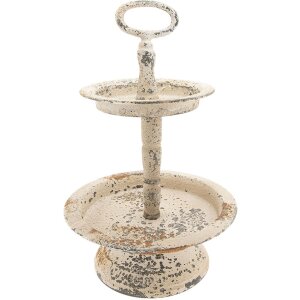 Clayre & Eef Etagere Ø 22x34 cm antike creme -...