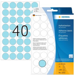 HERMA Vielzwecketiketten blau Ø 19 mm rund Papier...