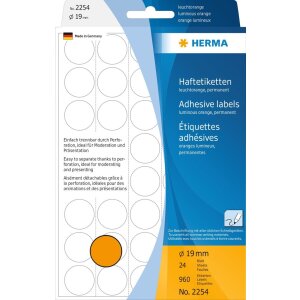 Vielzwecketiketten leuchtorange Ø 19 mm rund...