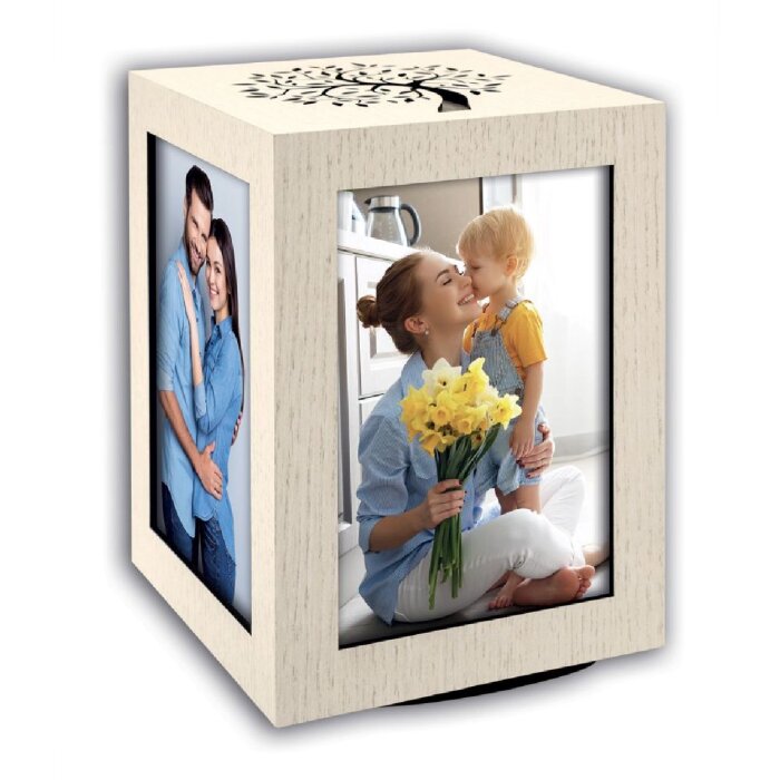 Ramă foto rotativă din lemn Norman pentru 4 fotografii 10x10 cm sau 10x15 cm