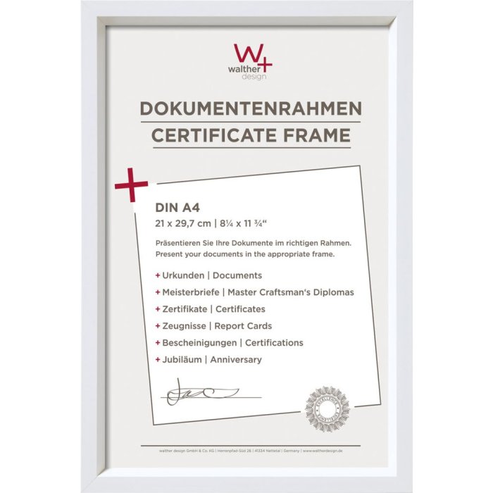 Walther Steel Style Kunststoffrahmen A4 weiß 21x29,7 cm