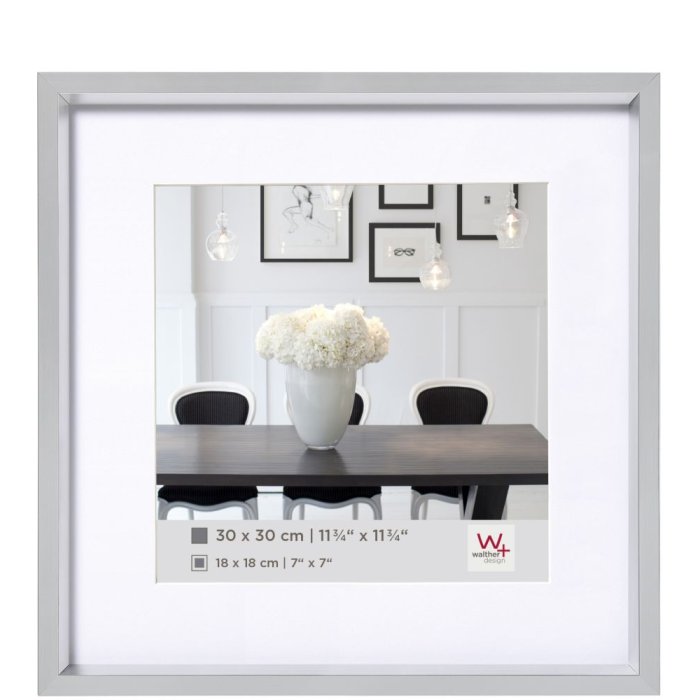Walther Steel Style Kunststoffrahmen 20x20cm silber mit Passepartout