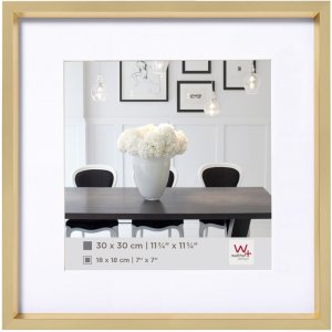 Walther STEEL STYLE Bilderrahmen 30x30 cm Gold mit Passepartout 18x18 cm