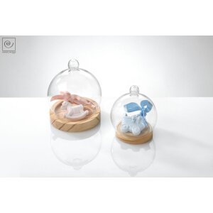 MASCAGNI A922 Glasglocke Schaukelpferd rosa 8x9 cm...