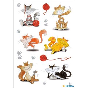 Herma Sticker DECOR Lustige Katzen beglimmert 2 Blatt