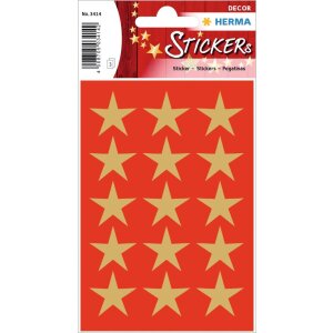 HERMA Weihnachtssticker Sticker Sterne 5-Zackig gold...