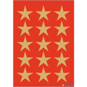 HERMA Weihnachtssticker Sticker Sterne 5-Zackig gold...
