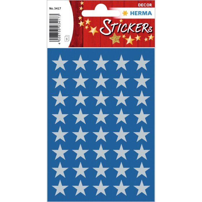 HERMA Sticker Sterne 5-Zackig silber 13 mm