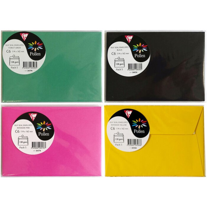 Ușoare de scris Clairefontaine Pollen C6, 5 bucăți, 120g/m², culori variate