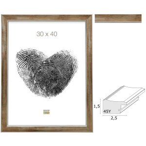 Deknudt S45YD3 Holz-Bilderrahmen Bronze mit Silberkante 10x15 bis 40x50 cm