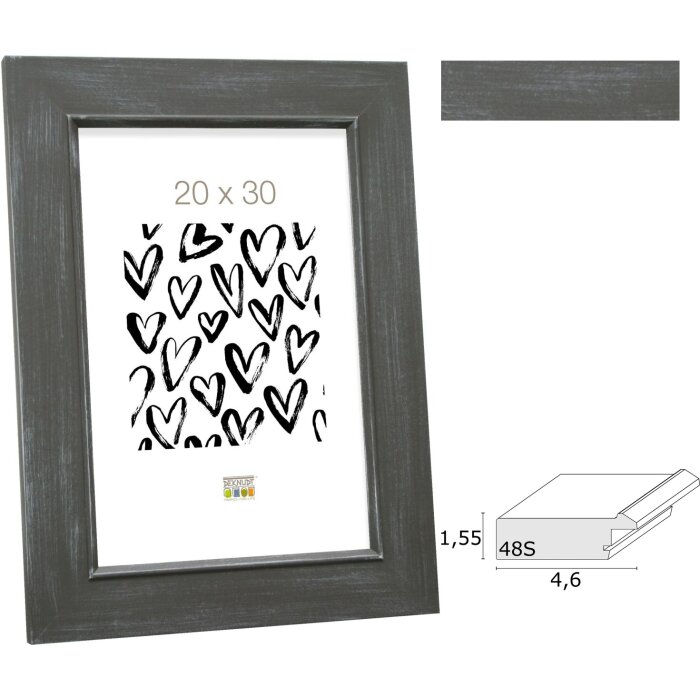 ramă foto gri din lemn Deknudt S48SS 10x15 - 50x70 cm