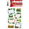 HERMA Weihnachts-Sticker Tannengestecke beglimmert, rot, 10x10 cm