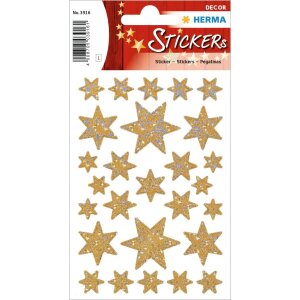 HERMA Sticker Sterne, gold-irisierende Folie