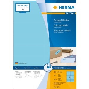 HERMA Etiketten A4 blau 105x37 mm Papier matt 1600...