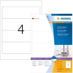 HERMA Ordneretiketten A4 weiß 192x59 mm Papier matt...