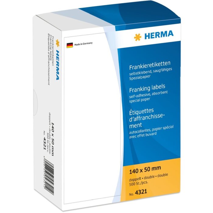 HERMA Frankieretiketten doppelt 140x50 mm 500 Stück weiß